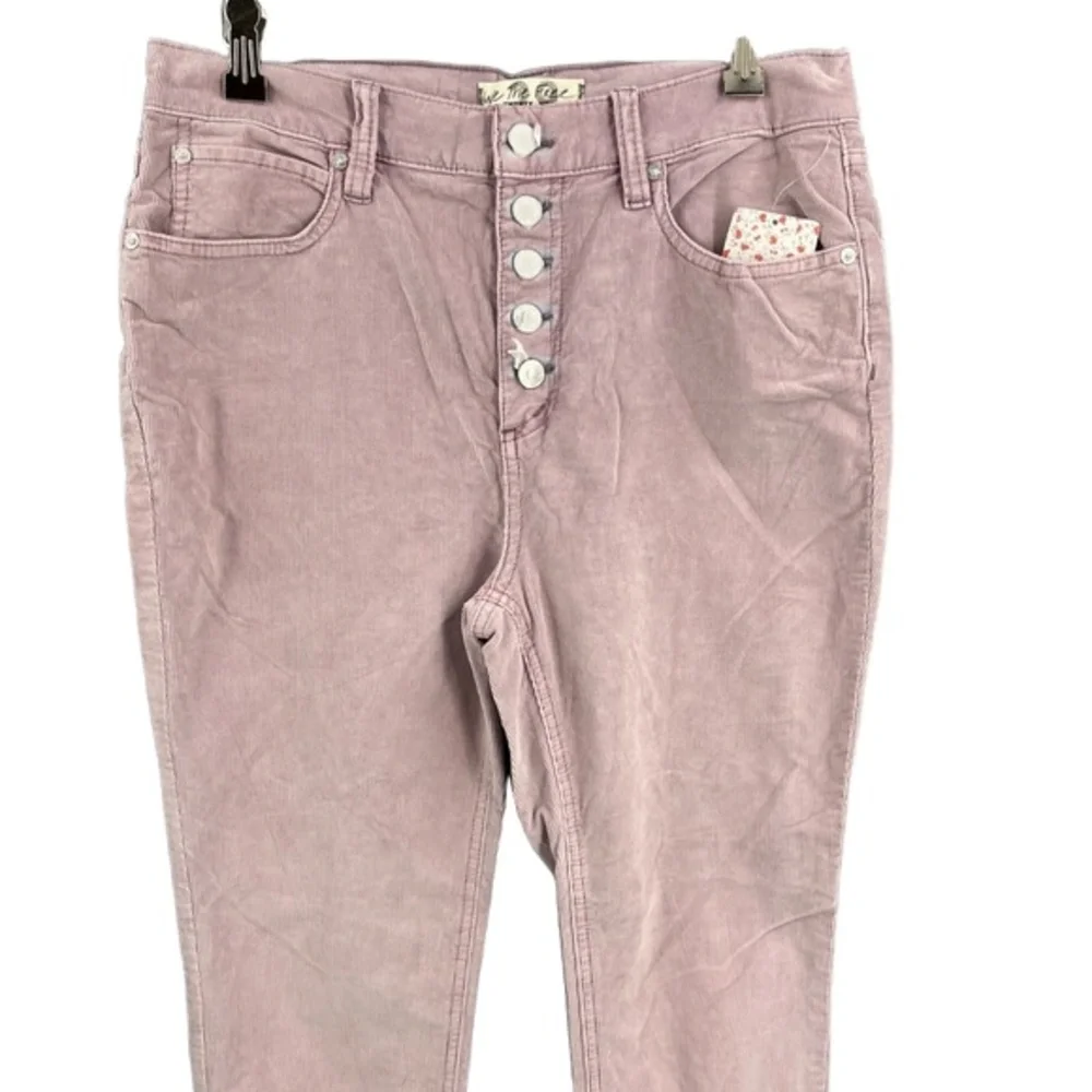 Free People Pants Lilac Corduroy High Rise‎ Button Fly Skinny Ankle Size 29 New